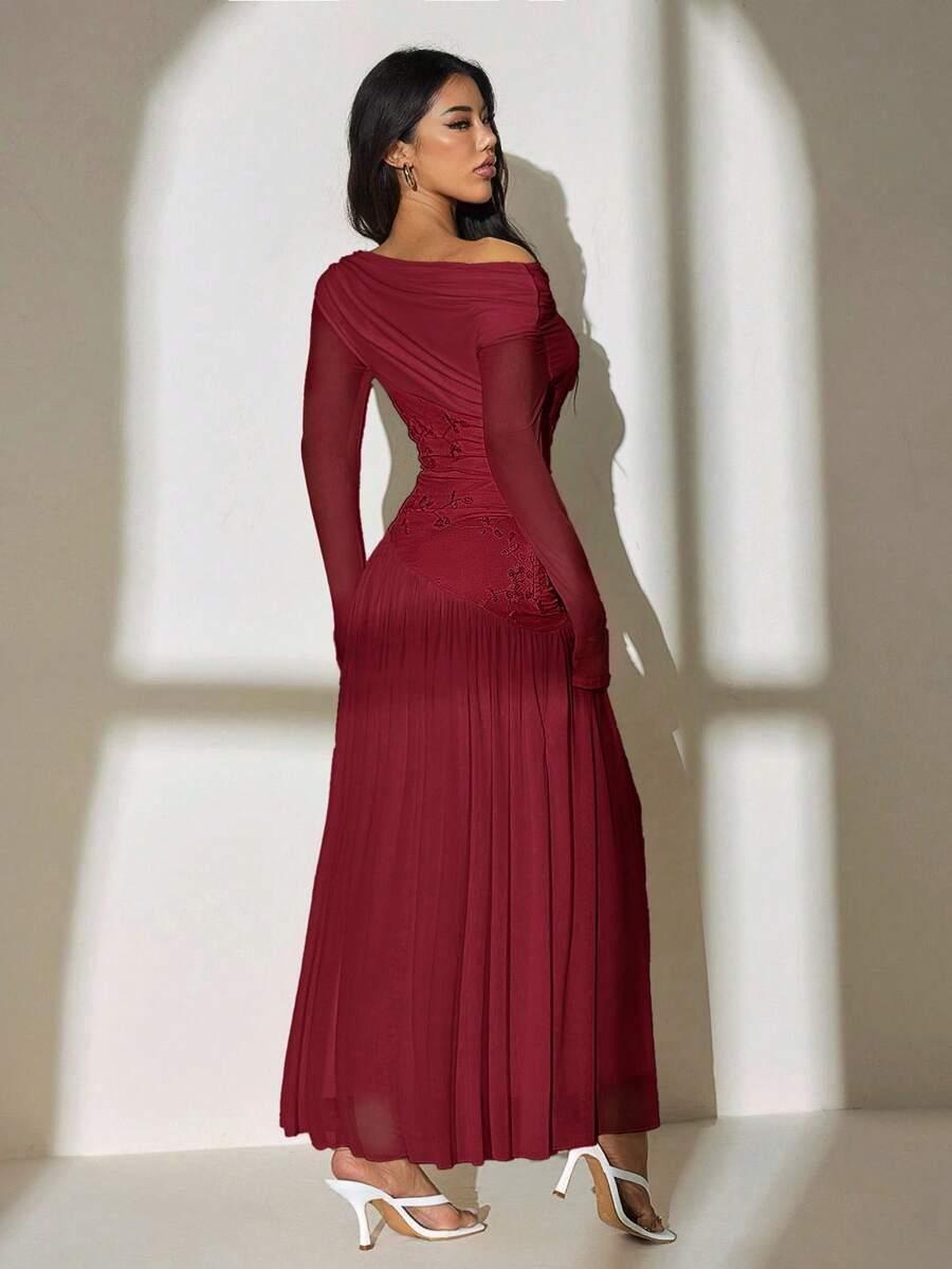 SHEIN CZERWONA MAXI SUKIENKA S06__L