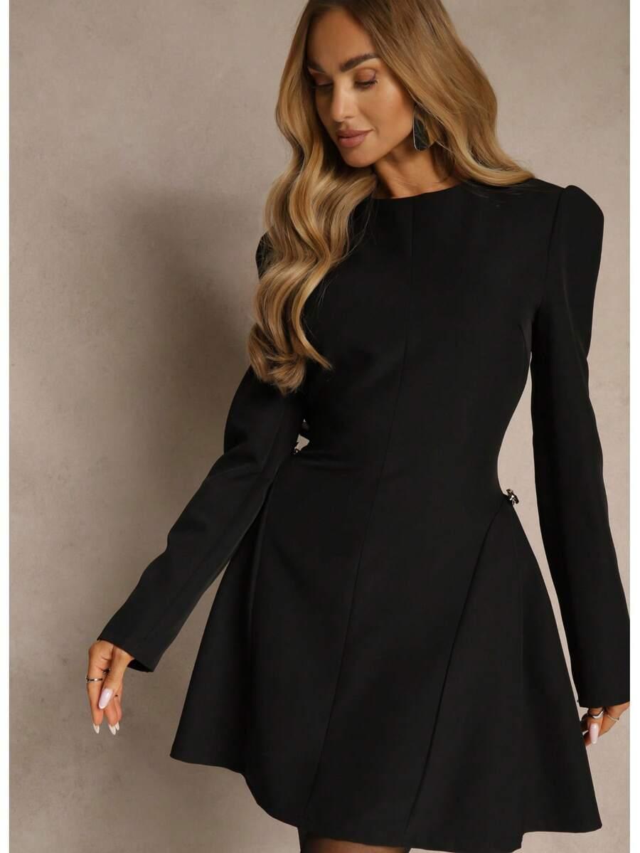 SHEIN CZARNA SUKIENKA DŁUGI RĘKAW S06__M/L