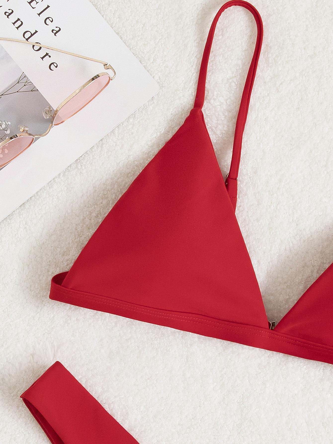 SHEIN CZERWONY DWUCZĘŚCIOWY STRÓJ KĄPIELOWY S09__M