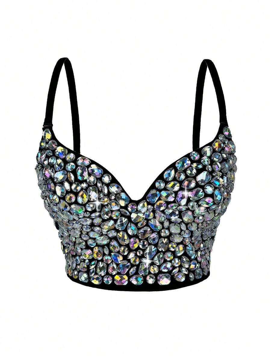 SHEIN TOP ZDOBIENIA RAMIĄCZKA S06__M