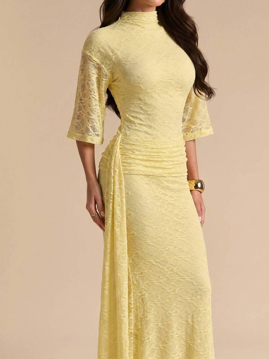 SHEIN ŻÓŁTA MAXI SUKIENKA ODKRYTE PLECY S06__XS