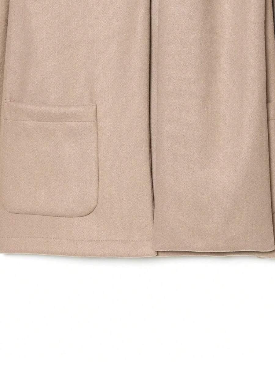 SHEIN BEŻOWY PŁASZCZ GUZIK W01__M