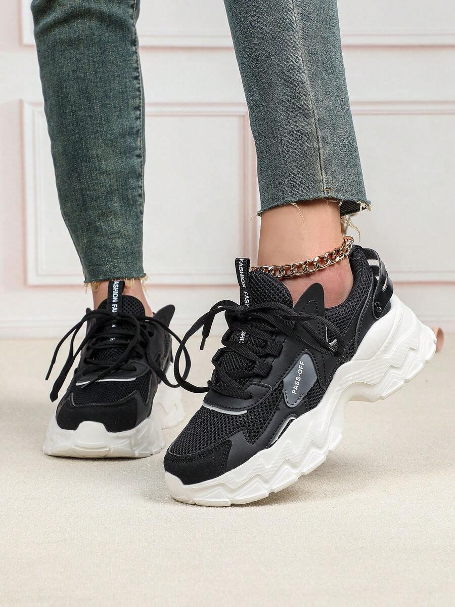 SHEIN CZARNE SZNUROWANE BUTY SPORTOWE S06__38