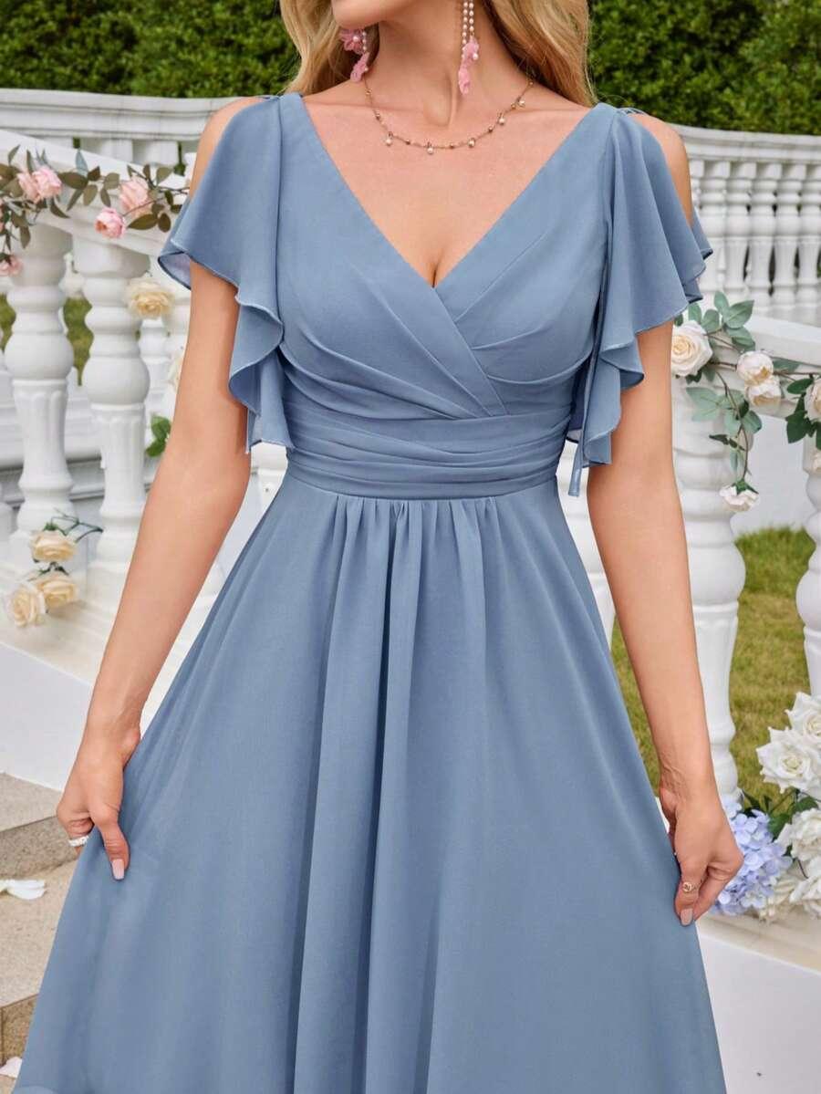 SHEIN NIEBIESKA SZYFONOWA SUKIENKA S06__M