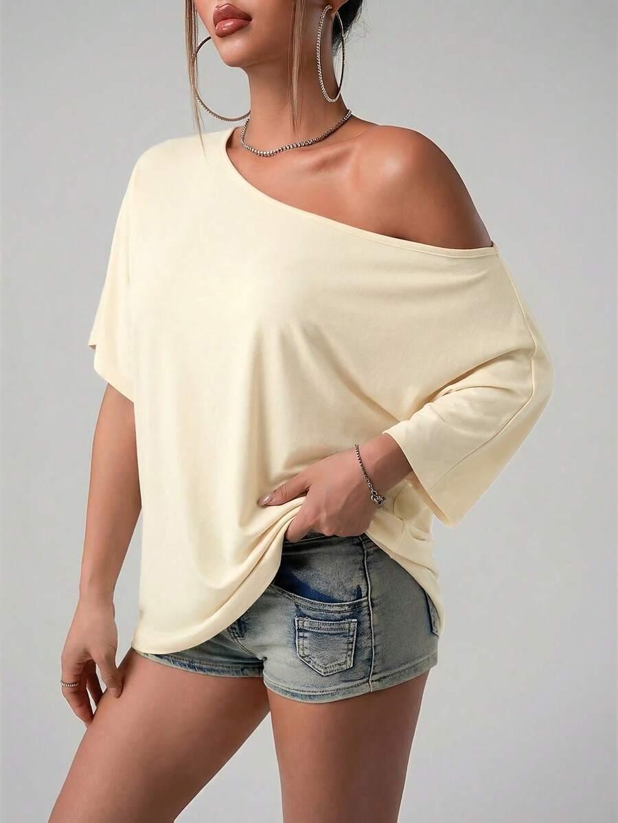SHEIN ŻÓŁTA BLUZKA ASYMETRYCZNY DEKOLT S06__XXS