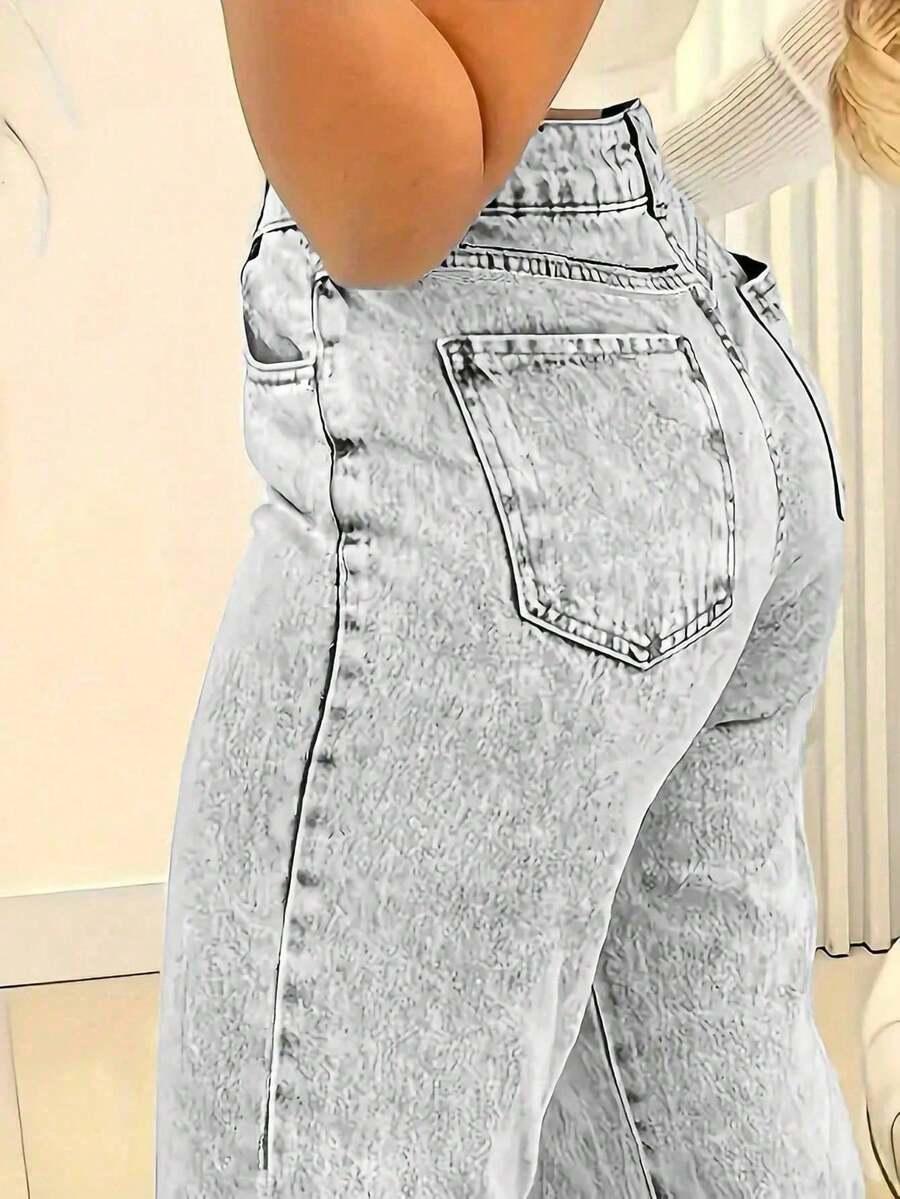 SHEIN SZARE SPODNIE JEANS WYSOKI STAN PK01__50