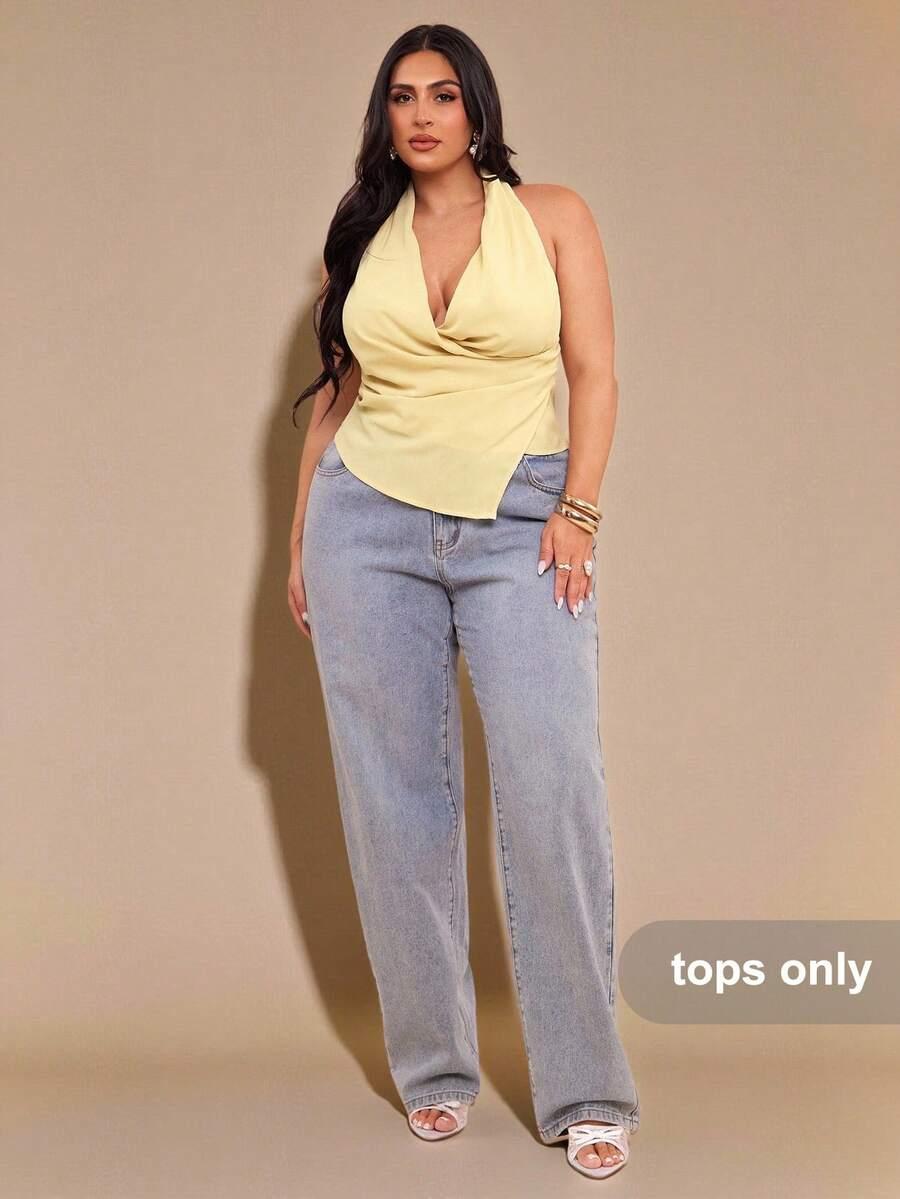 SHEIN ŻÓŁTY TOP WIĄZANIE S06__46
