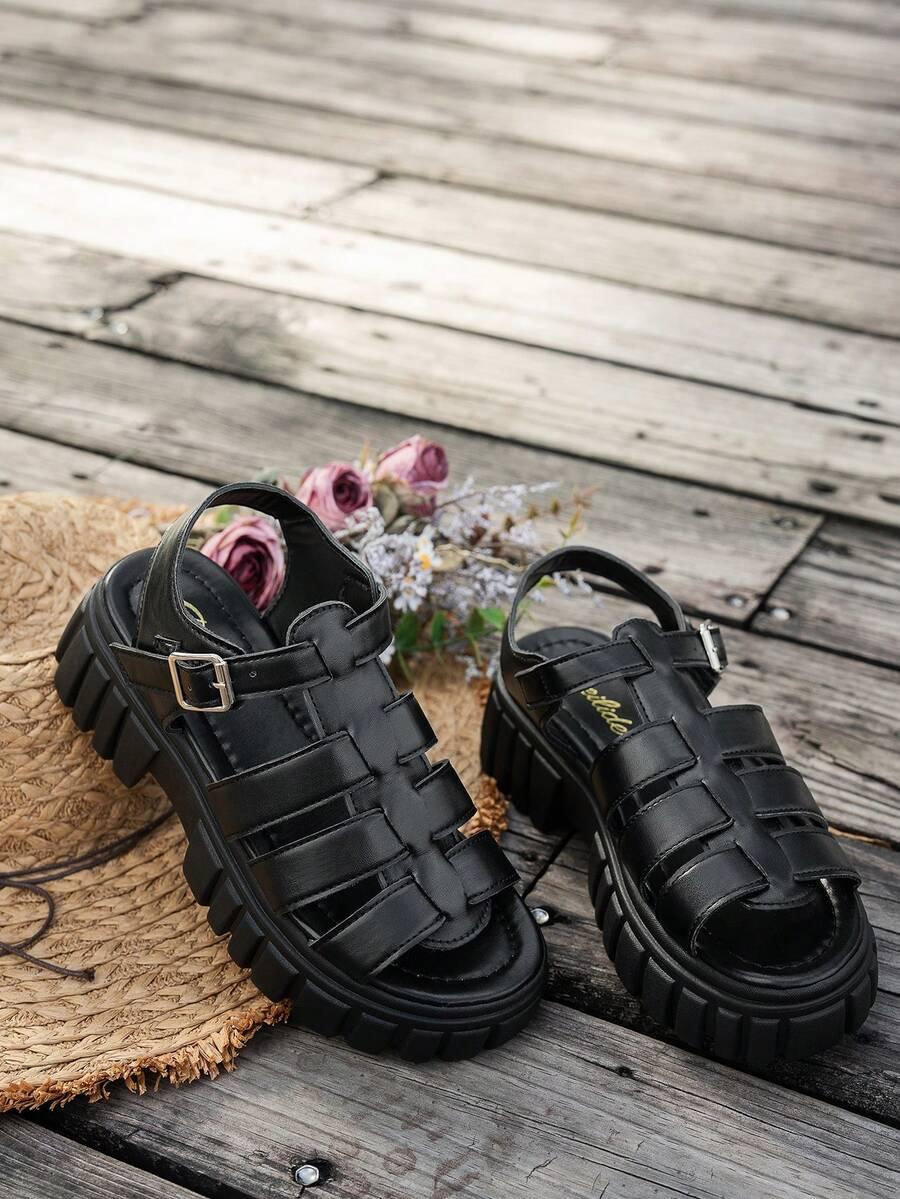 SHEIN CZARNE SANDAŁY PLATFORMA S06__39,5