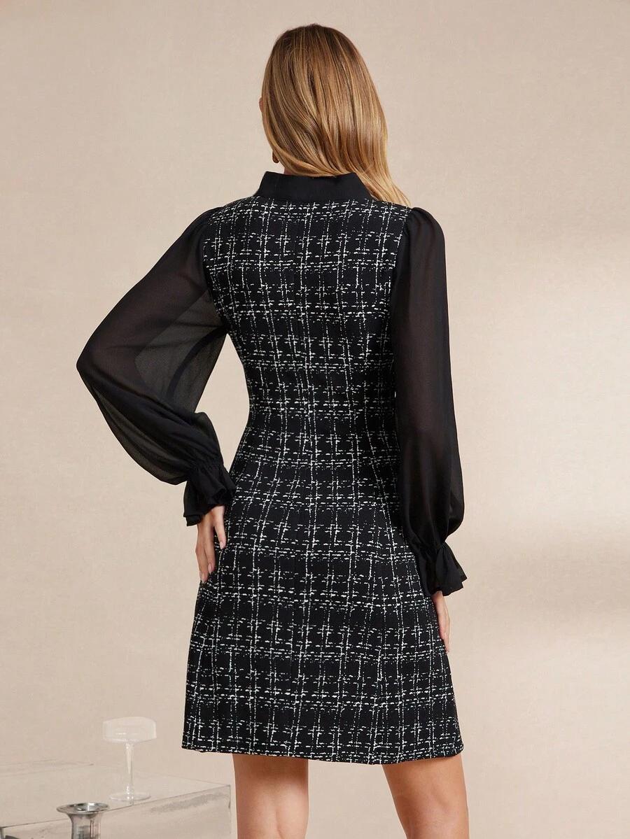 SHEIN CZARNA SUKIENKA DŁUGI RĘKAW S06__L