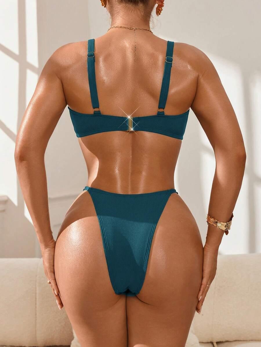 SWIM DD+ ZIELONY DWUCZĘŚCIOWY STRÓJ KĄPIELOWY ZDOBIENIE S09__70E/XS