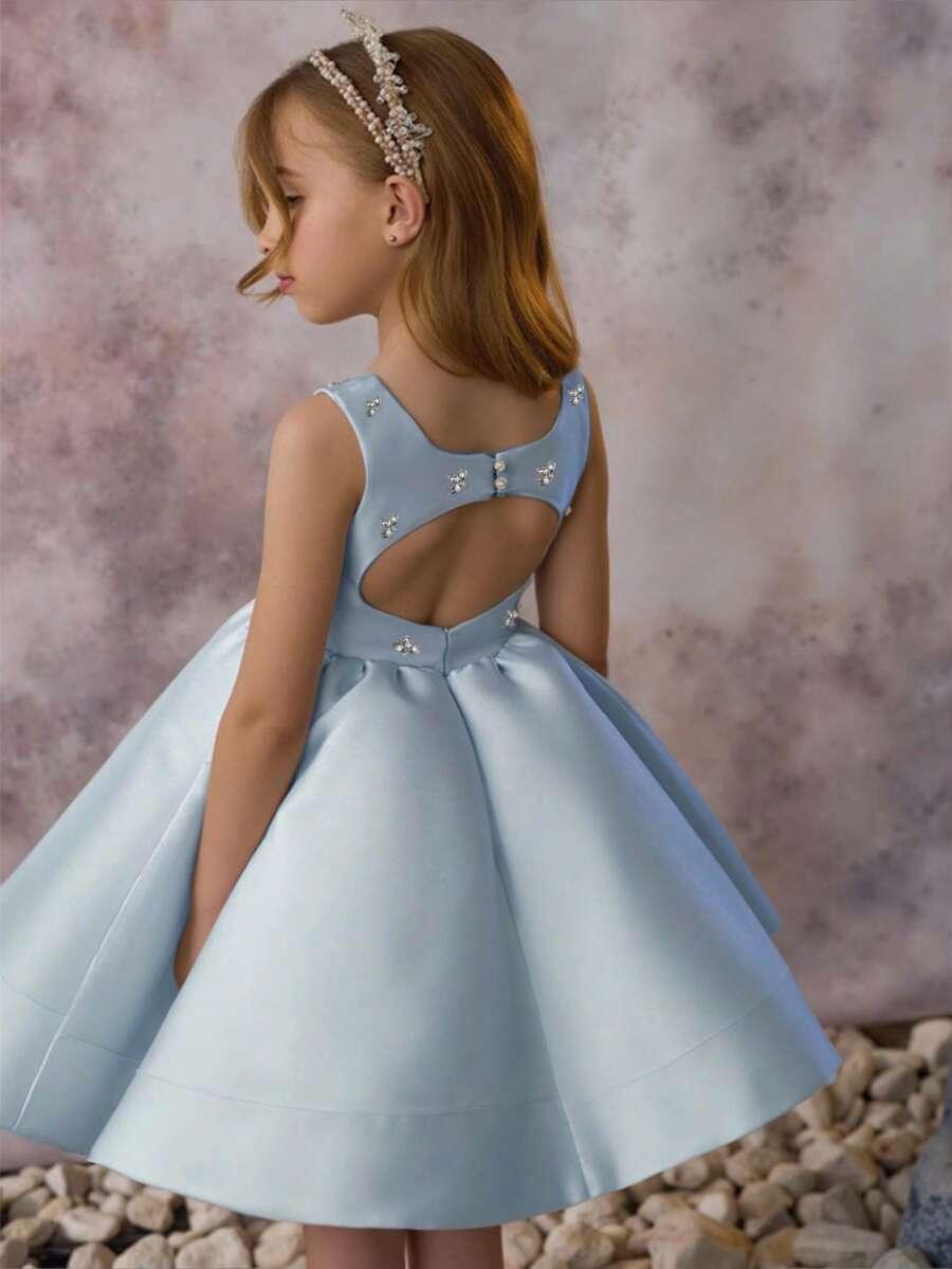 SHEIN NIEBIESKA SUKIENKA ZDOBIENIA S06__104-110