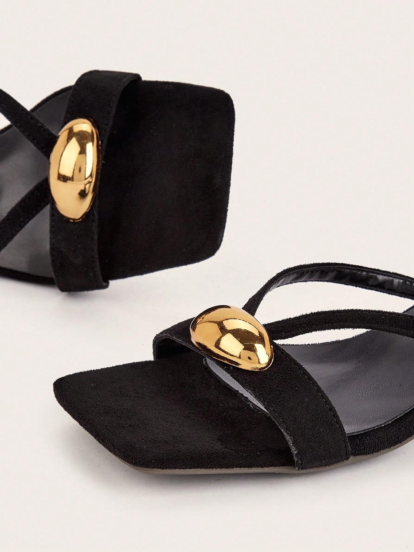 SHEIN CZARNE KLAPKI ZDOBIENIE S06__37