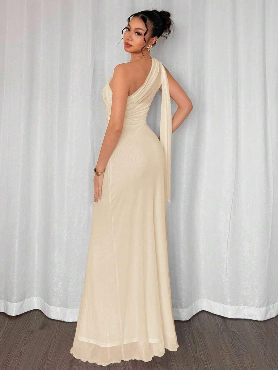 SHEIN BEŻOWA MAXI SUKIENKA S06__XS