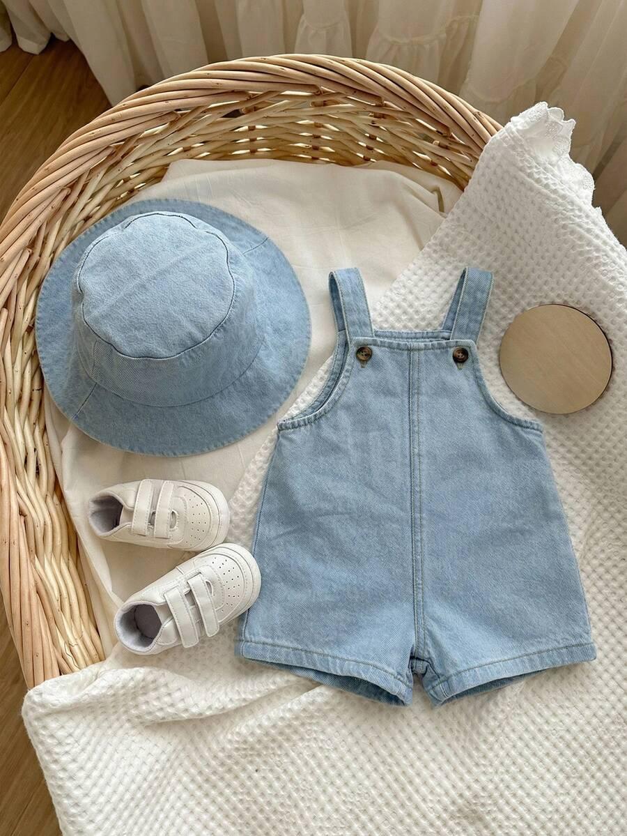 SHEIN NIEBIESKIE OGRODNICZKI KAPELUSZ KOMPLET S09__68-74CM