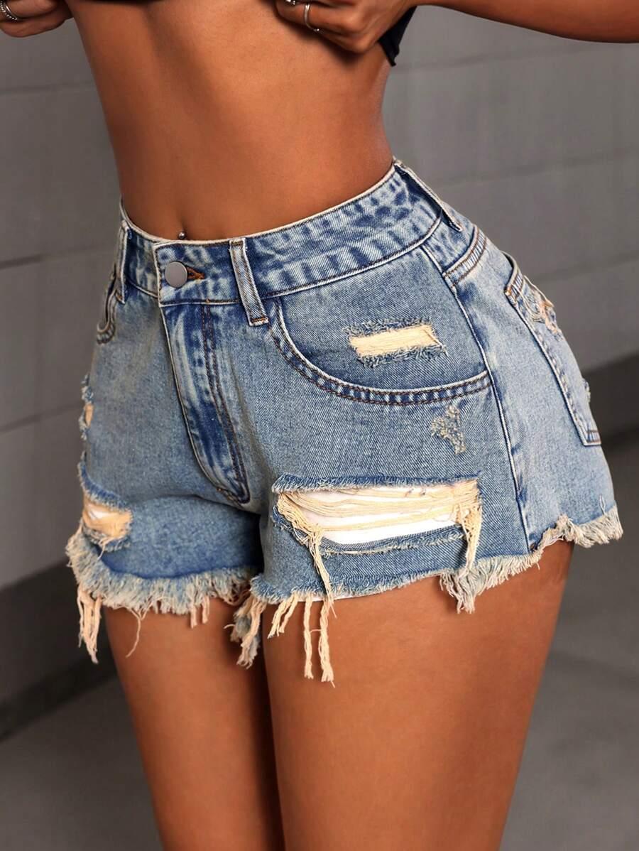 SHEIN NIEBIESKIE SPODENKI JEANS S06__S