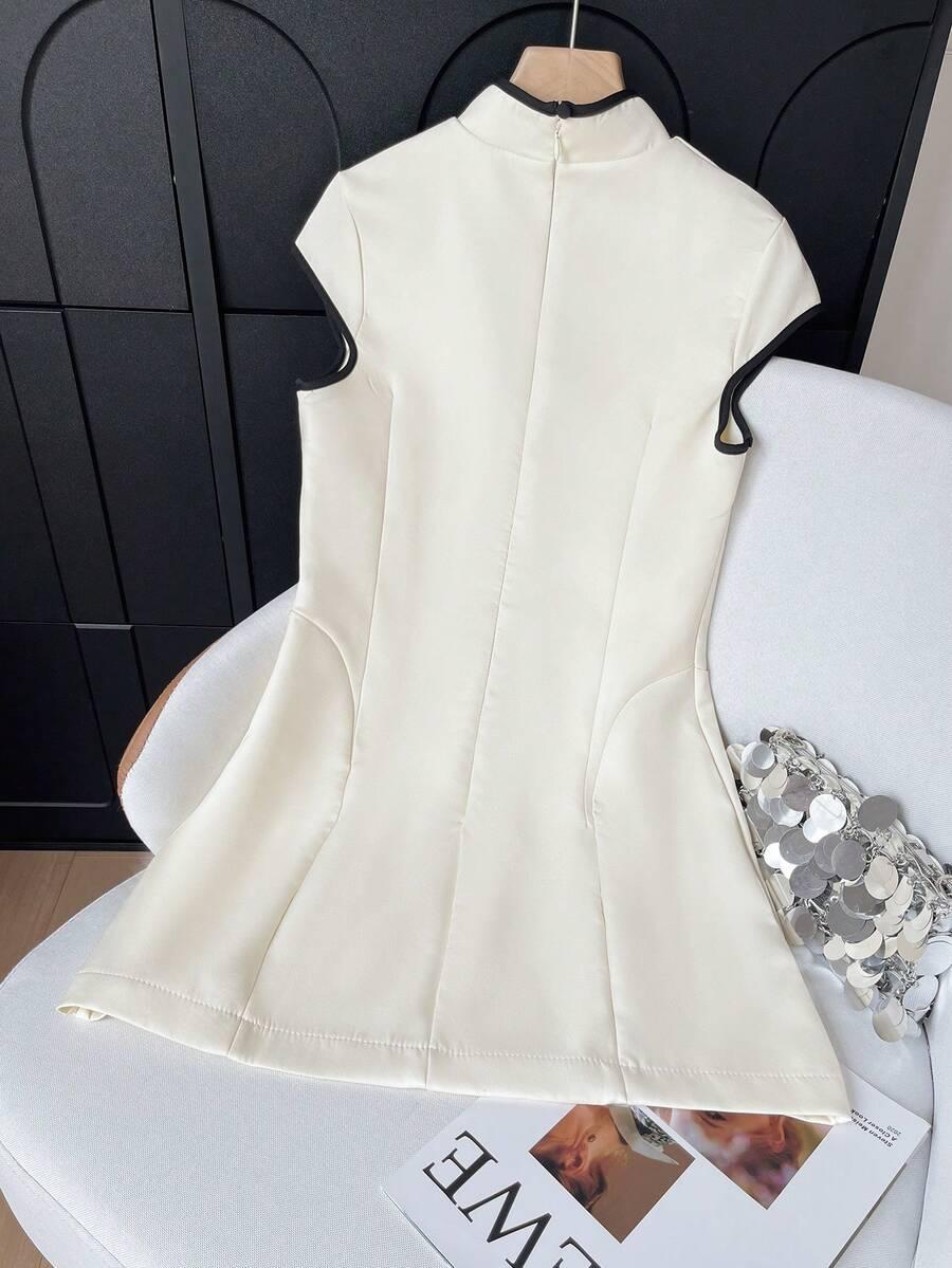 SHEIN BEŻOWA MINI SUKIENKA S09__M