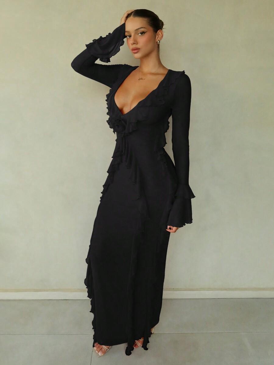 SHEIN CZARNA MAXI SUKIENKA S06__XS