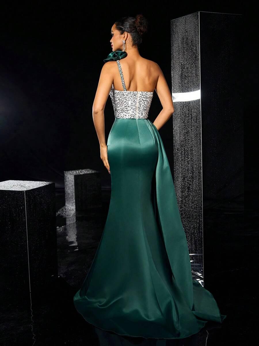 GLAMRAE MAXI SUKIENKA BEZ RĘKAWÓW CEKINY S06__M