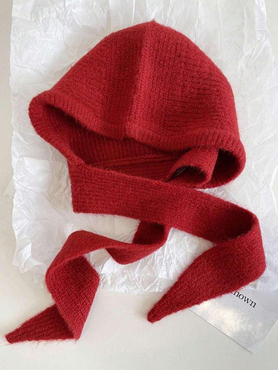 SHEIN CZERWONA CZAPKA WIĄZANIE W01__OS
