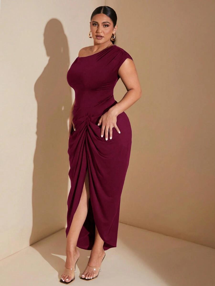 SHEIN BORDOWA ASYMETRYCZNA SUKIENKA S06__XXL