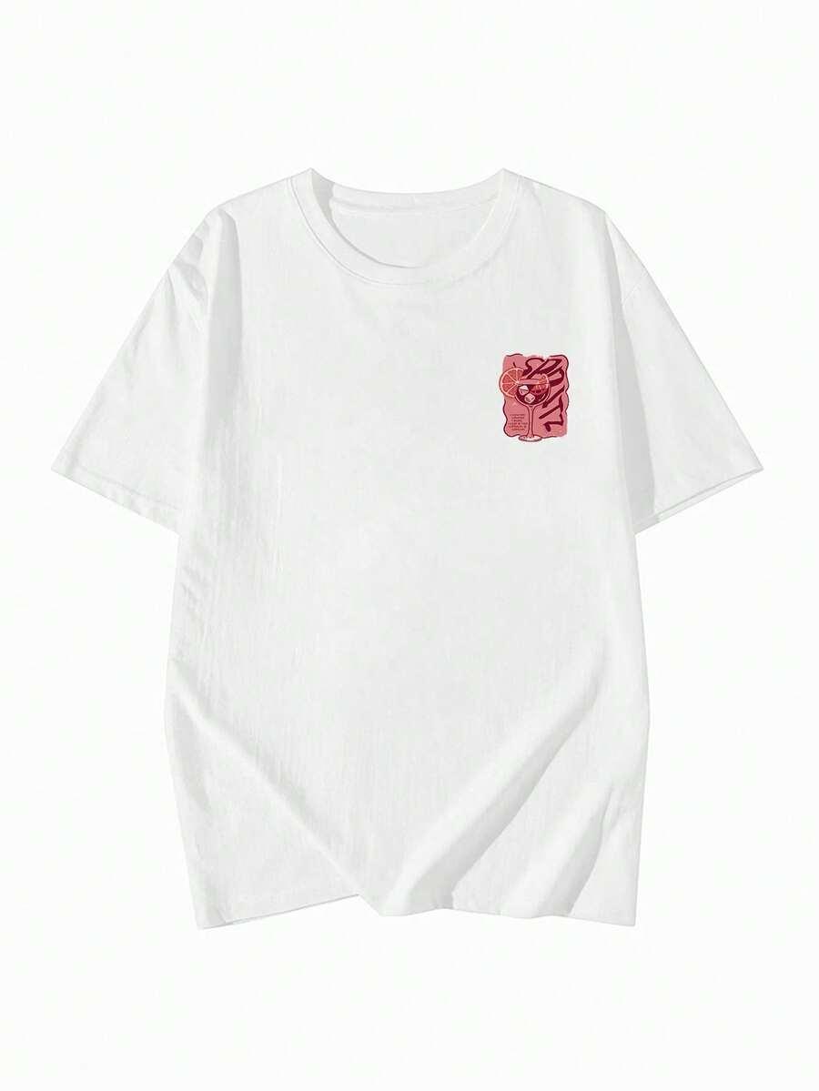 SHEIN BIAŁY T-SHIRT NADRUK PK01__M