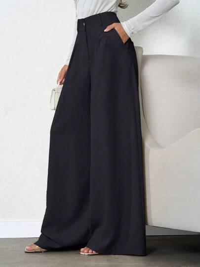 SHEIN CZARNE SZEROKIE SPODNIE PK01__50