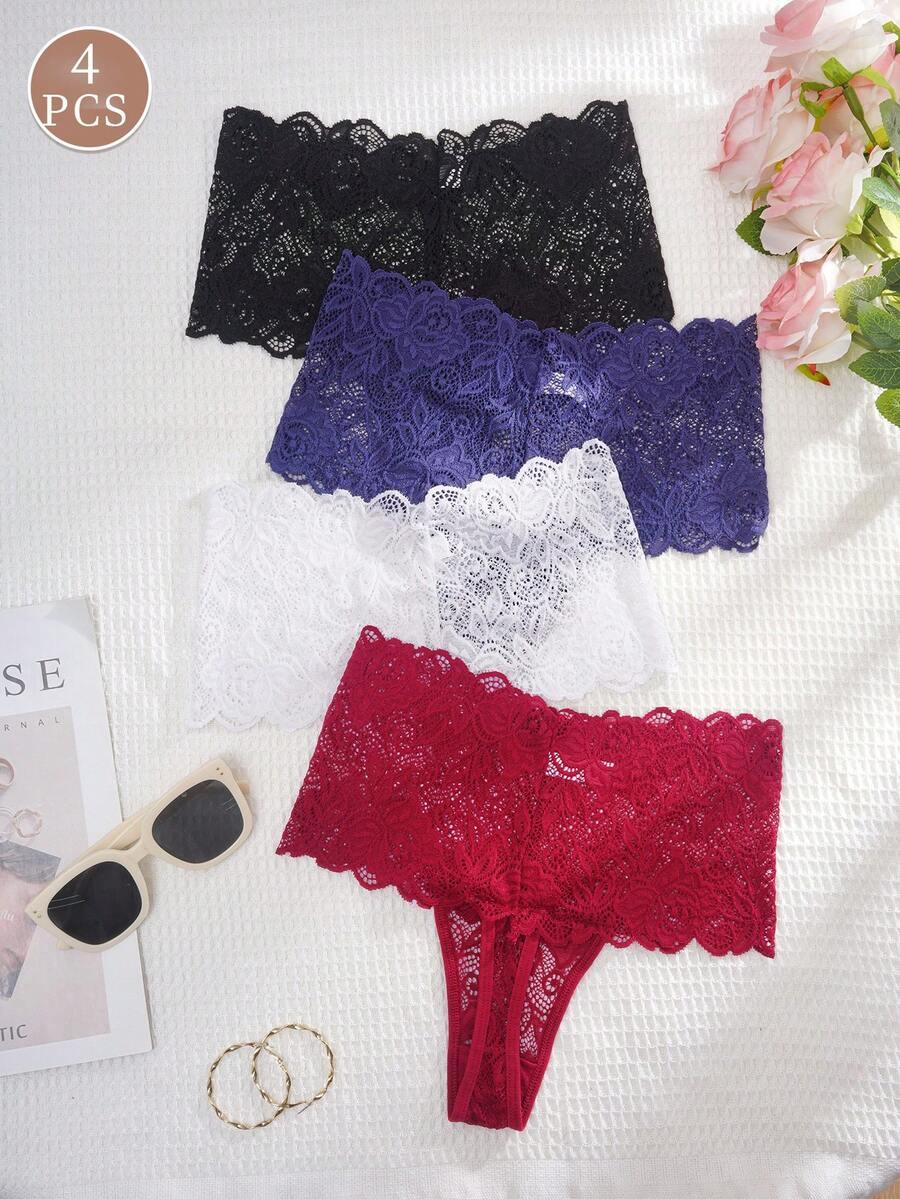 SHEIN KORONKOWE MAJTKI 4-PACK S06__L