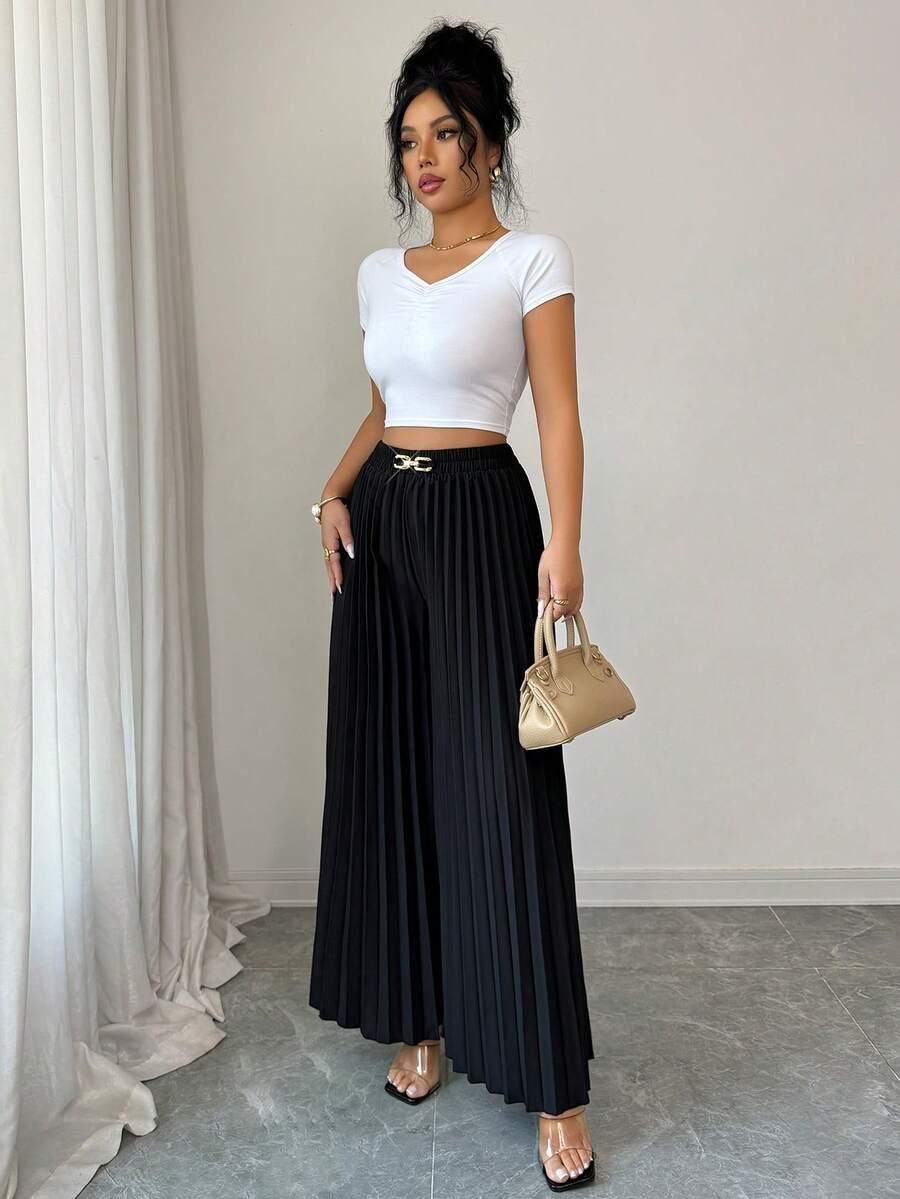 SHEIN CZARNE ELEGANCKIE SPODNIE S06__L