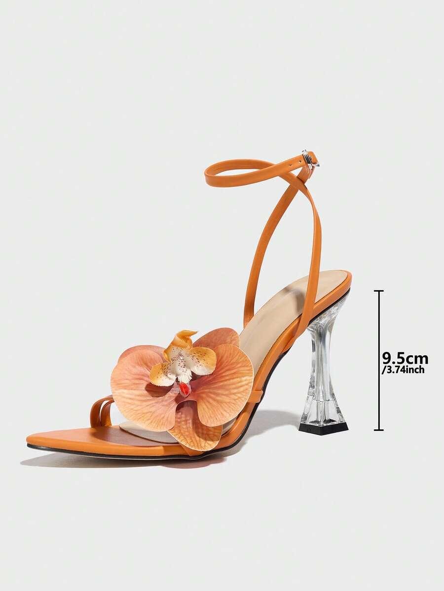 SHEIN POMARAŃCZOWE SANDAŁY KWIATEK S06__40