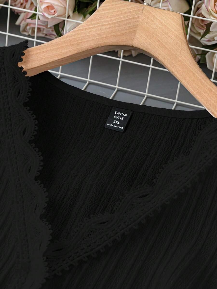 SHEIN CZARNA BLUZKA KORONKA S06__50