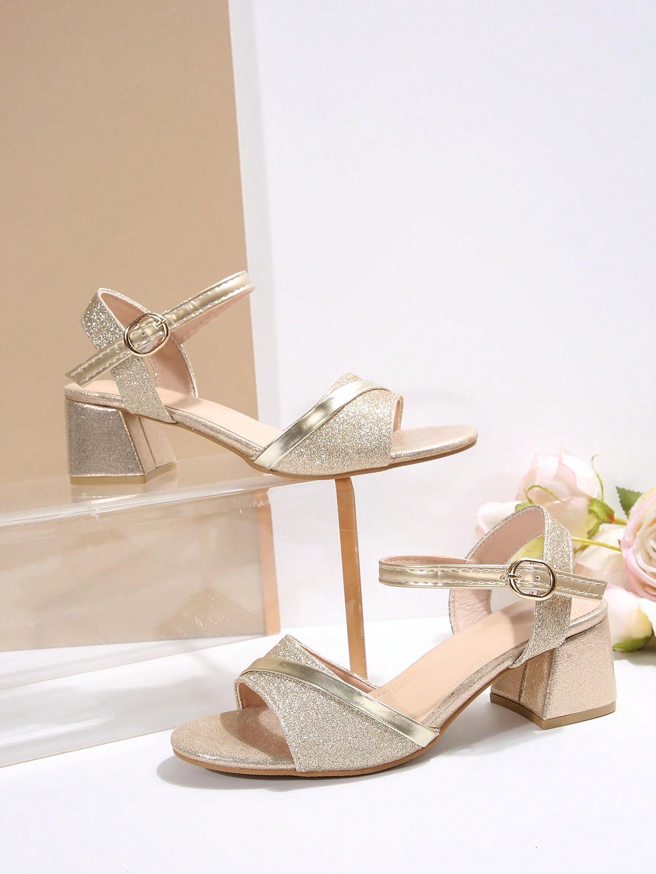 SHEIN ZŁOTE SANDAŁY NA OBCASIE S06__43