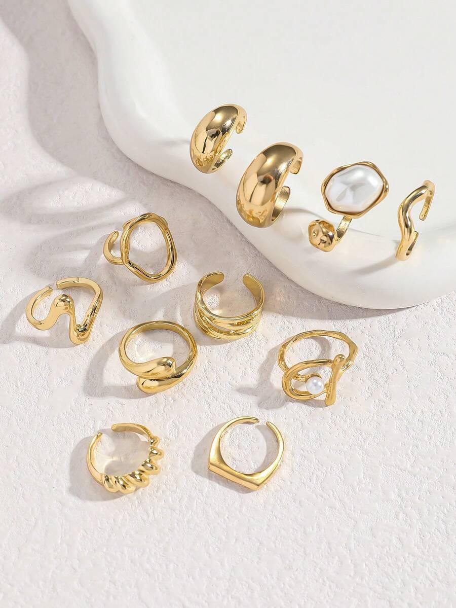 SHEIN ZŁOTY PIERŚCIONEK 11-PACK S07