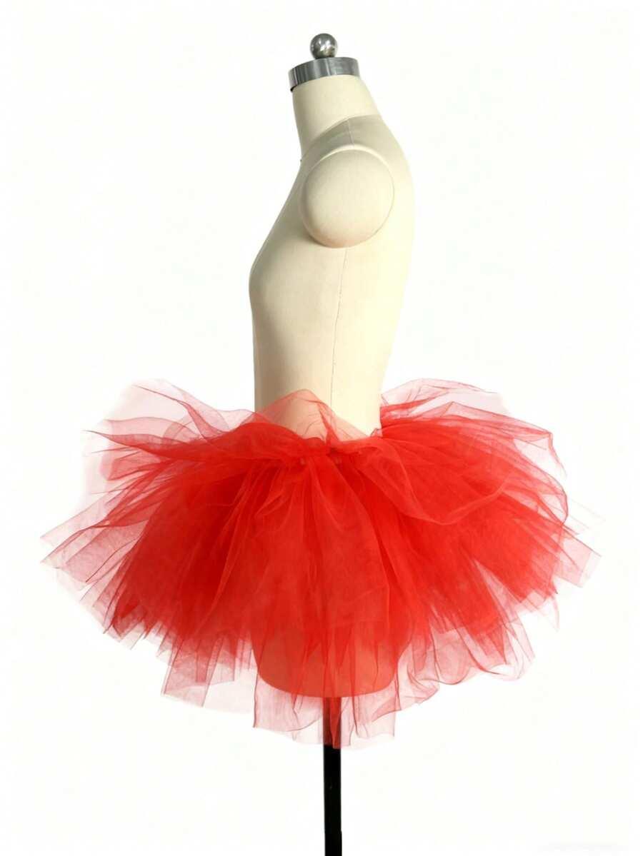 SHEIN CZERWONA SPÓDNICA TIUL S07__OS