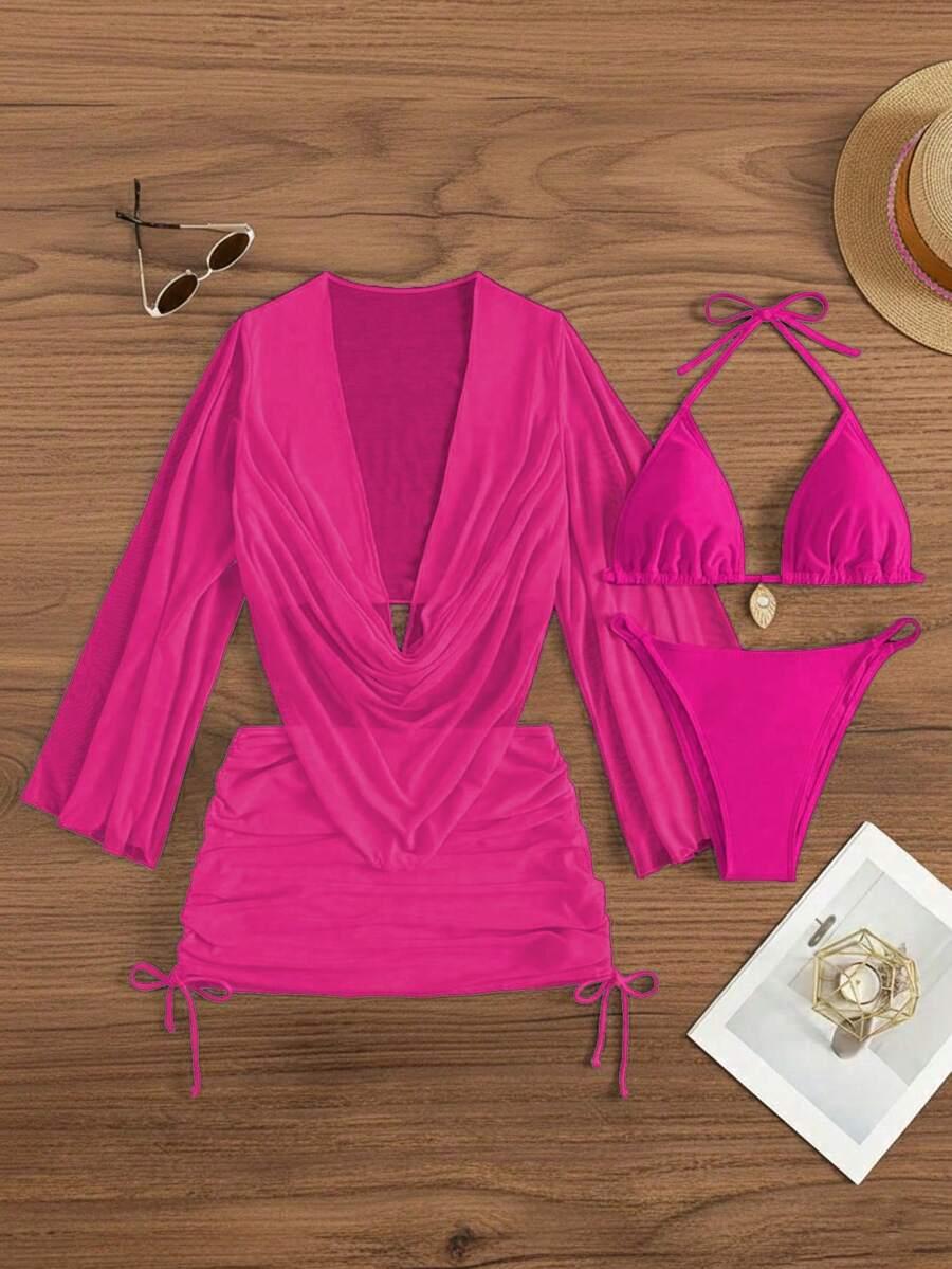 SHEIN RÓŻOWY STRÓJ KĄPIELOWY KOMPLET S09__XL