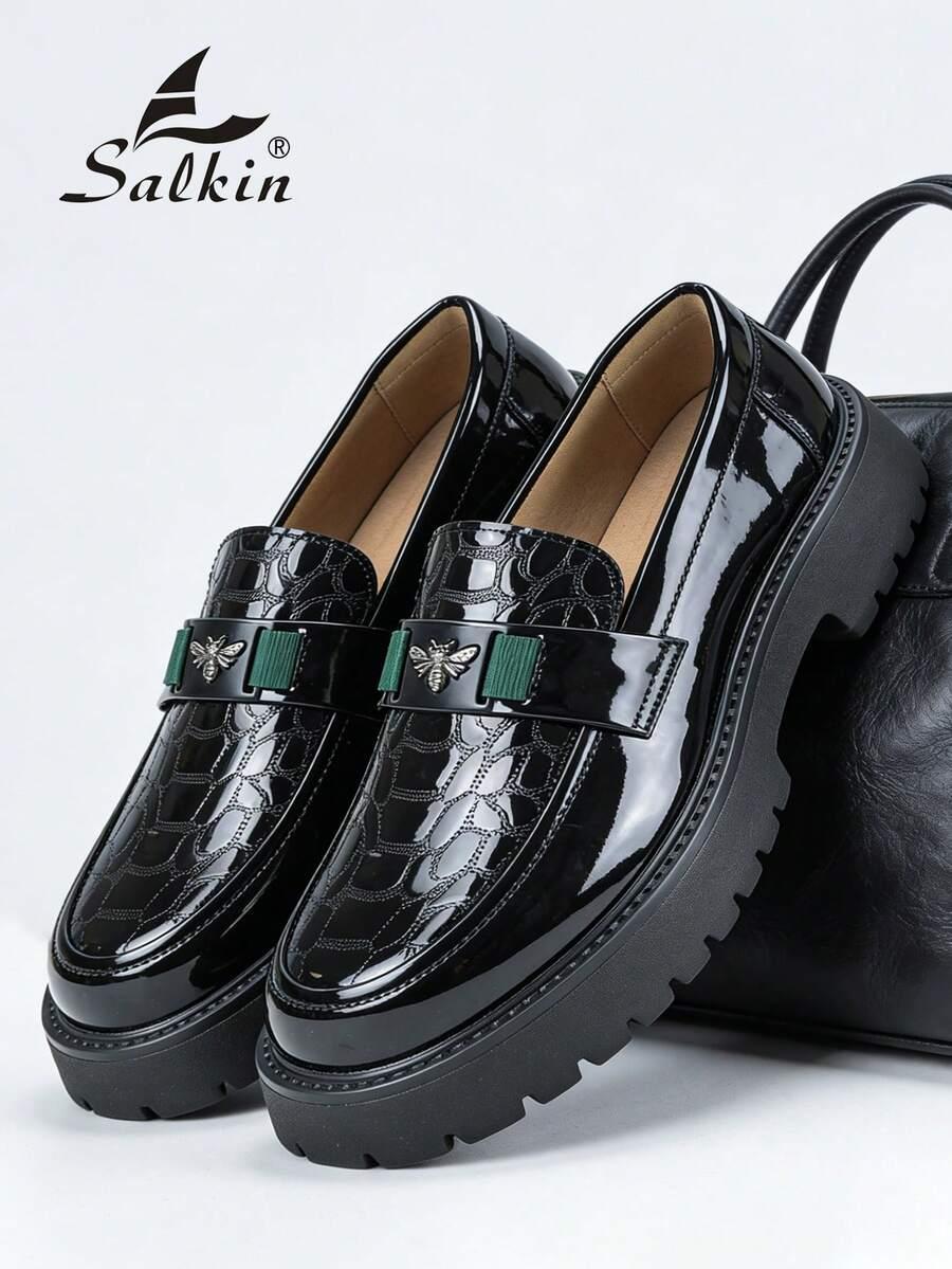 SALKIN LAKIEROWANE MOKASYNY WSTAWKA PK01__45