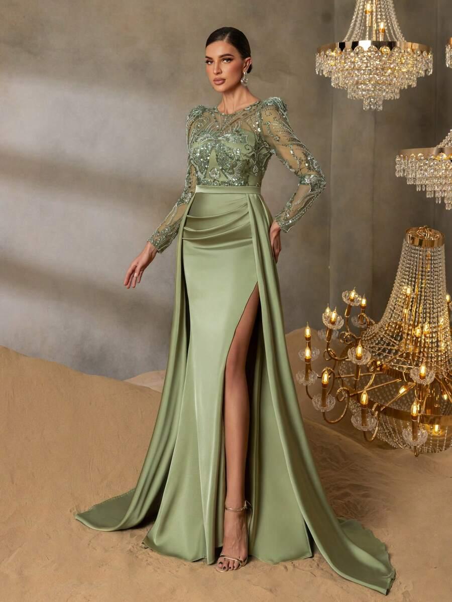 FAERIESTY MAXI SUKIENKA DŁUGI RĘKAW ZDOBIENIE ROZCIĘCIE PK01__S