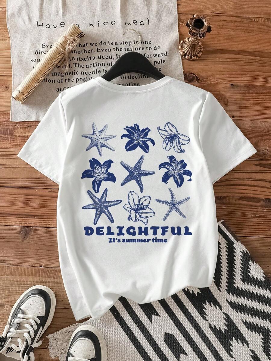 SHEIN BIAŁY T-SHIRT NADRUK S06__M