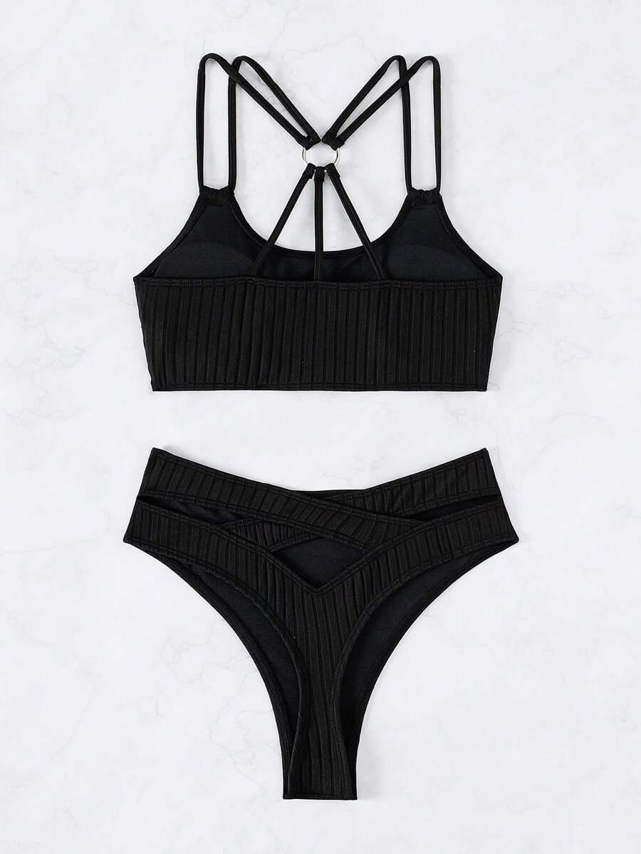 SHEIN CZARNY DWUCZĘŚCIOWY STRÓJ KĄPIELOWY S09__XL