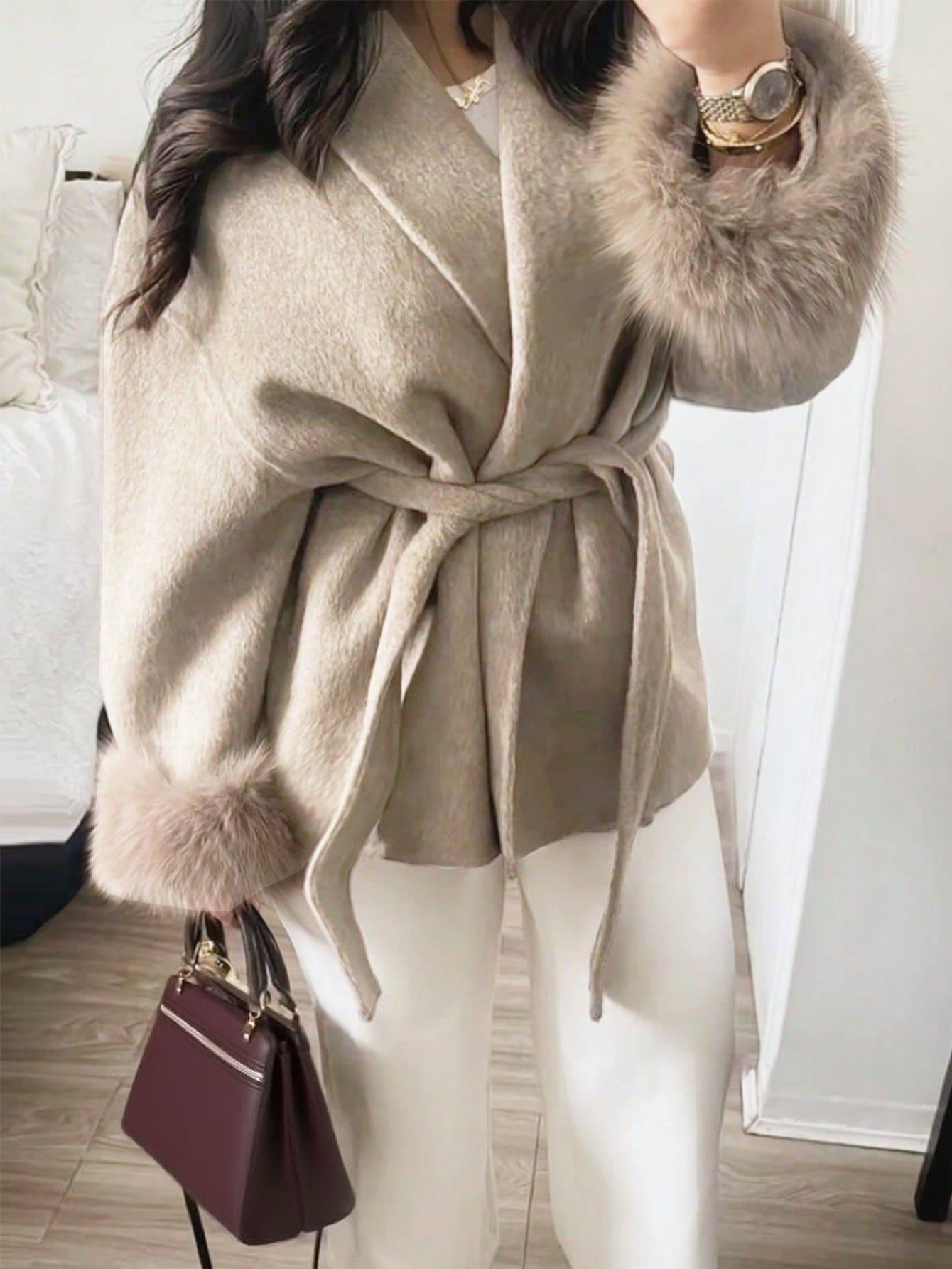 FLOREYA BEŻOWY PŁASZCZ CASUAL W01__XL