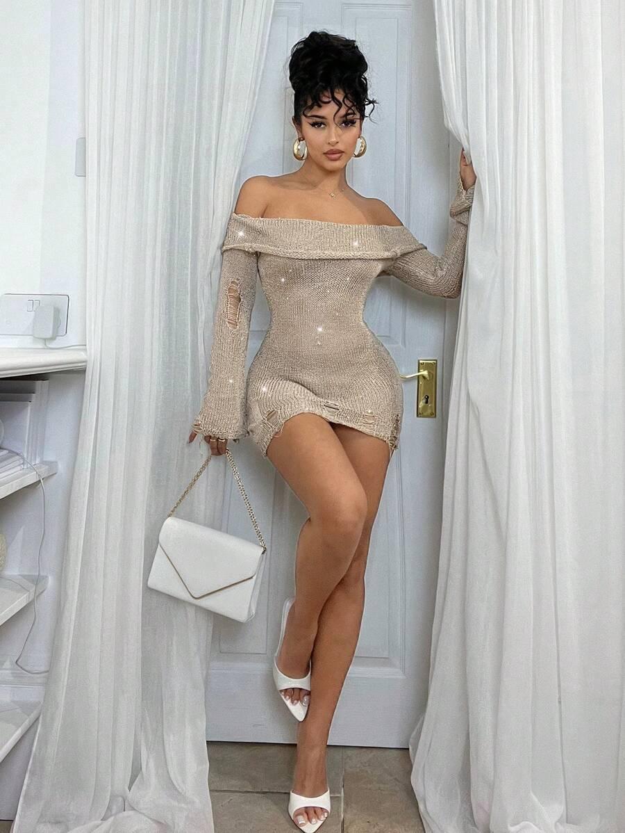 SHEIN ZŁOTA MINI SUKIENKA S06__S