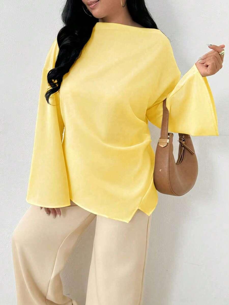 SHEIN ŻÓŁTA BLUZKA DŁUGI RĘKAW S06__52