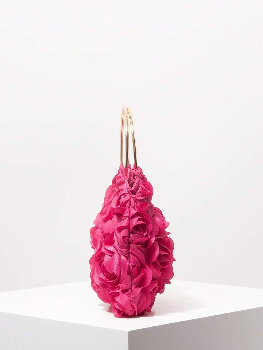 SHEIN RÓŻOWA TOREBKA KWIATY 3D S07__1X18X24CM