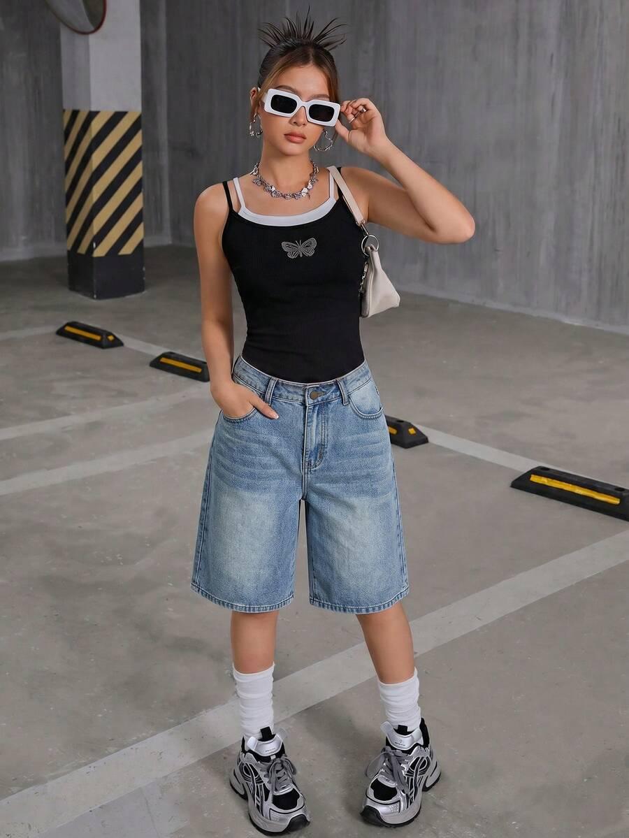 SHEIN KRÓTKIE SPODENKI JEANS PK01__162/166