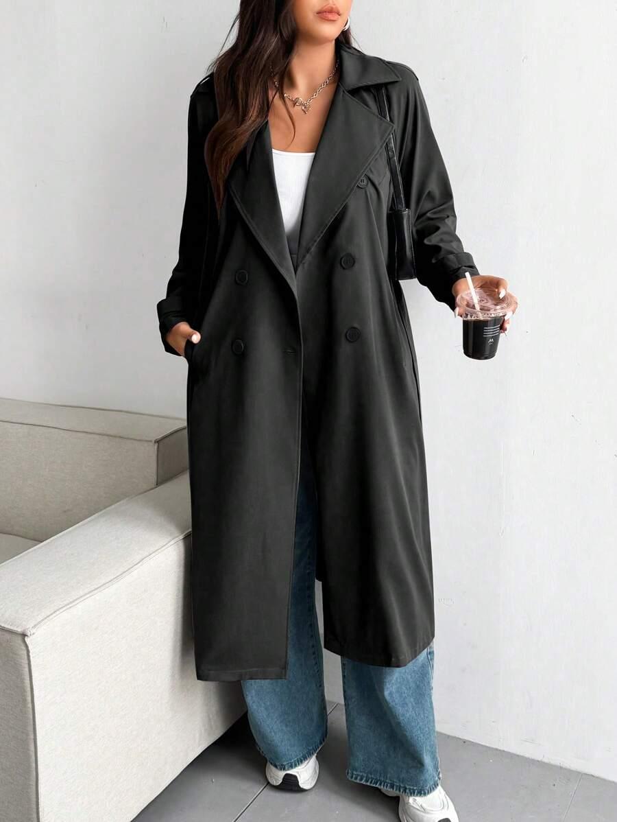 SHEIN CZARNY PŁASZCZ GUZIKI W01__46
