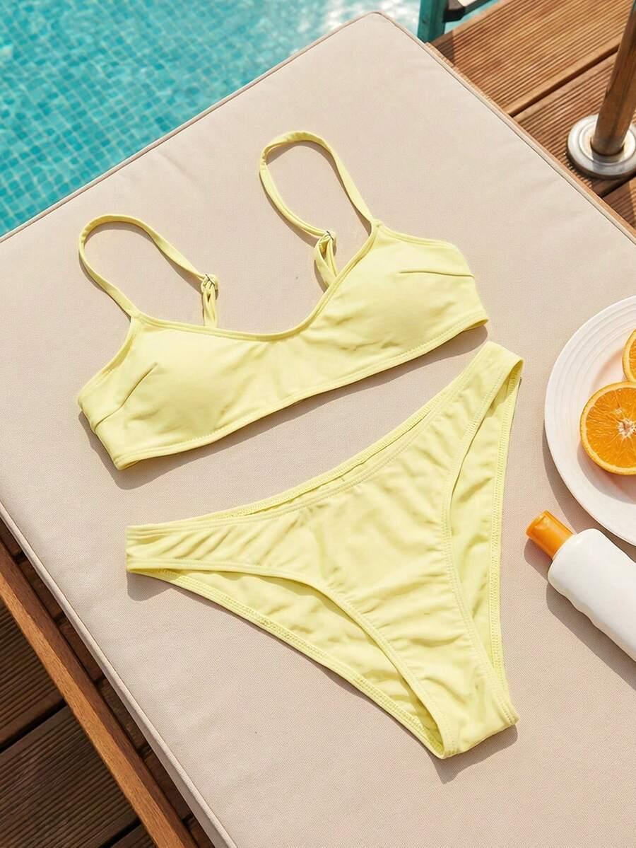SHEIN ŻÓŁTY DWUCZĘŚCIOWY STRÓJ KĄPIELOWY S06__XXS