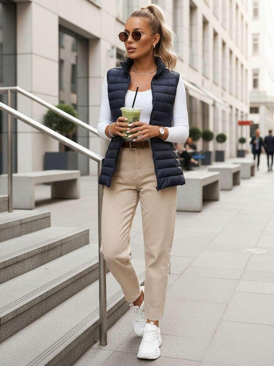 SHEIN GRANATOWA KAMIZELKA KOŁNIERZYK S06__M