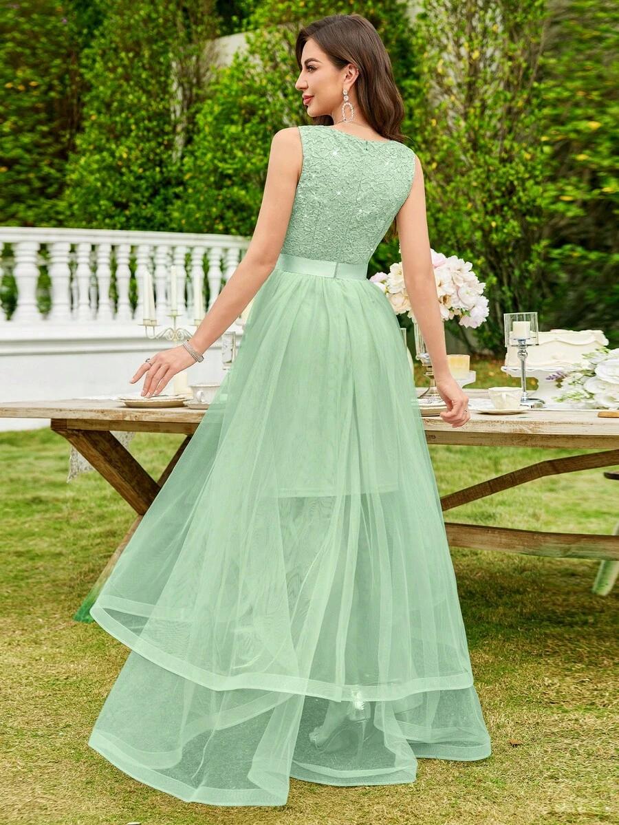 MIUSOL ZIELONA MAXI SUKIENKA CEKINY S06__L