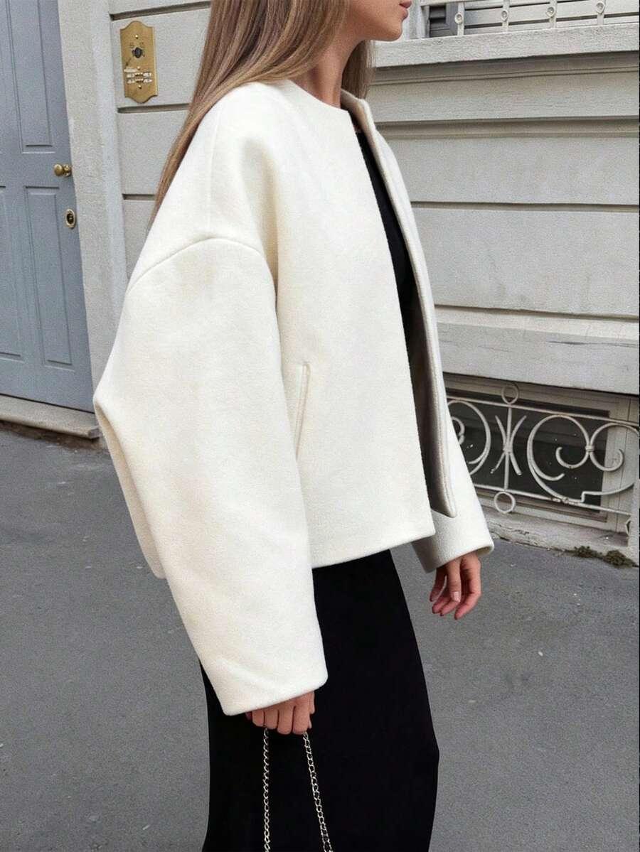 SHEIN BIAŁY KLASYCZNY PŁASZCZ W01__XS