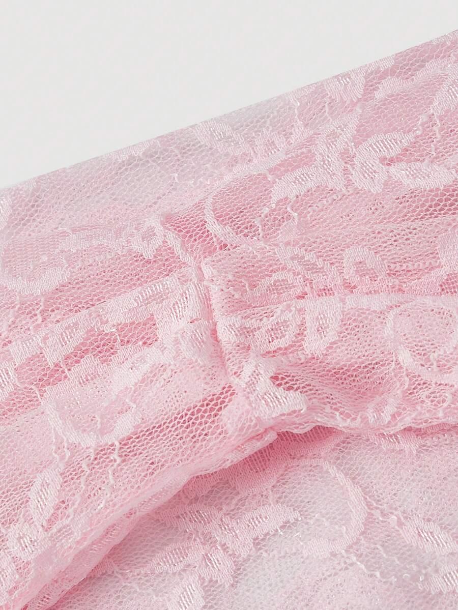 SHEIN RÓŻOWY TOP KORONKA S06__M