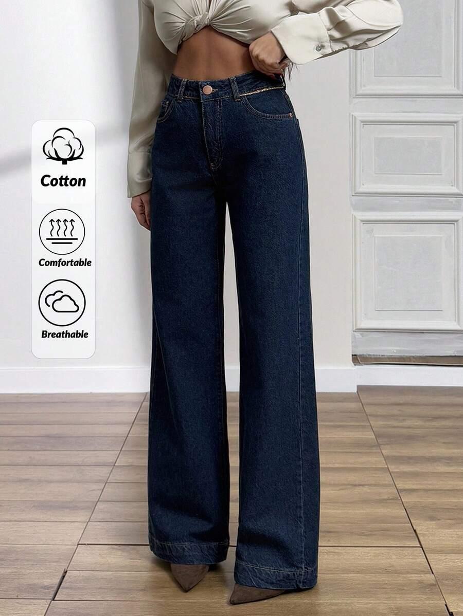 SHEIN GRANATOWE SPODNIE JEANS S06__M